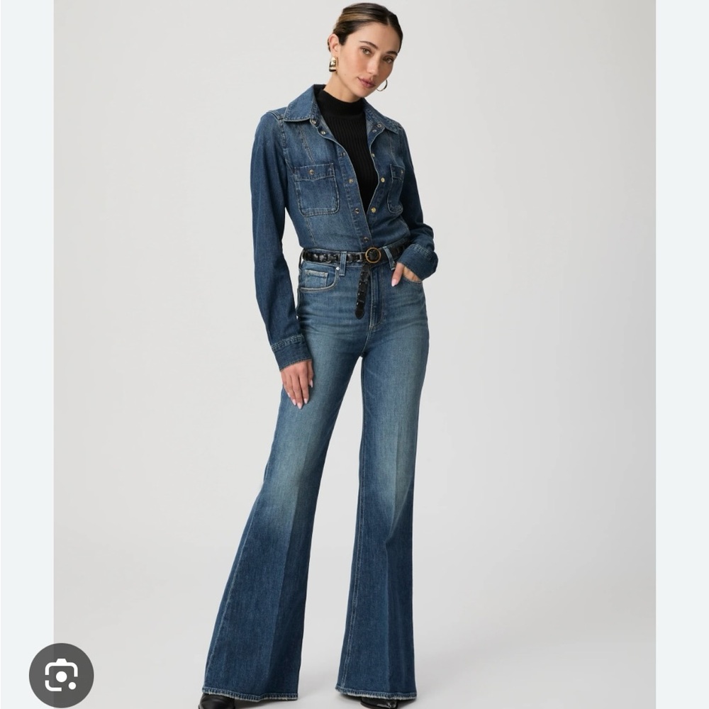 PAIGE Blue Flare Wide Leg Jeans